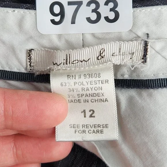 Willow and Clay Pants Womens 12 Black Gray Pinstripe Wide Leg Career Trousers - Picture 9 of 10